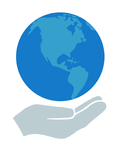 A faded hang holds a blue world in its palm to depict the Land, Water and Ice also have rights intertwined with Indigenous rights. 